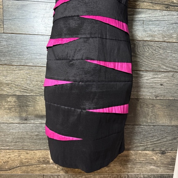 Scarlett Nite Black Pink One Shoulder Bandage Bodycon Midi Dress Size 6 Party - Picture 6 of 11